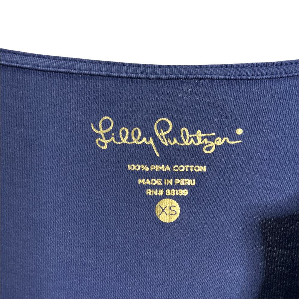 Lilly Pulitzer Marina‎ Shirt Dress Womens XS Navy Cotton White Rope Detail VNeck - Picture 7 of 7